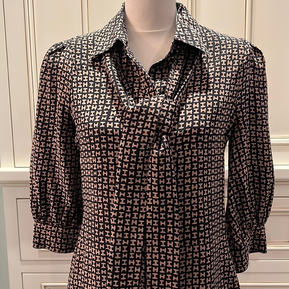 Classic Halston Silk PussyBow Blouse - 6